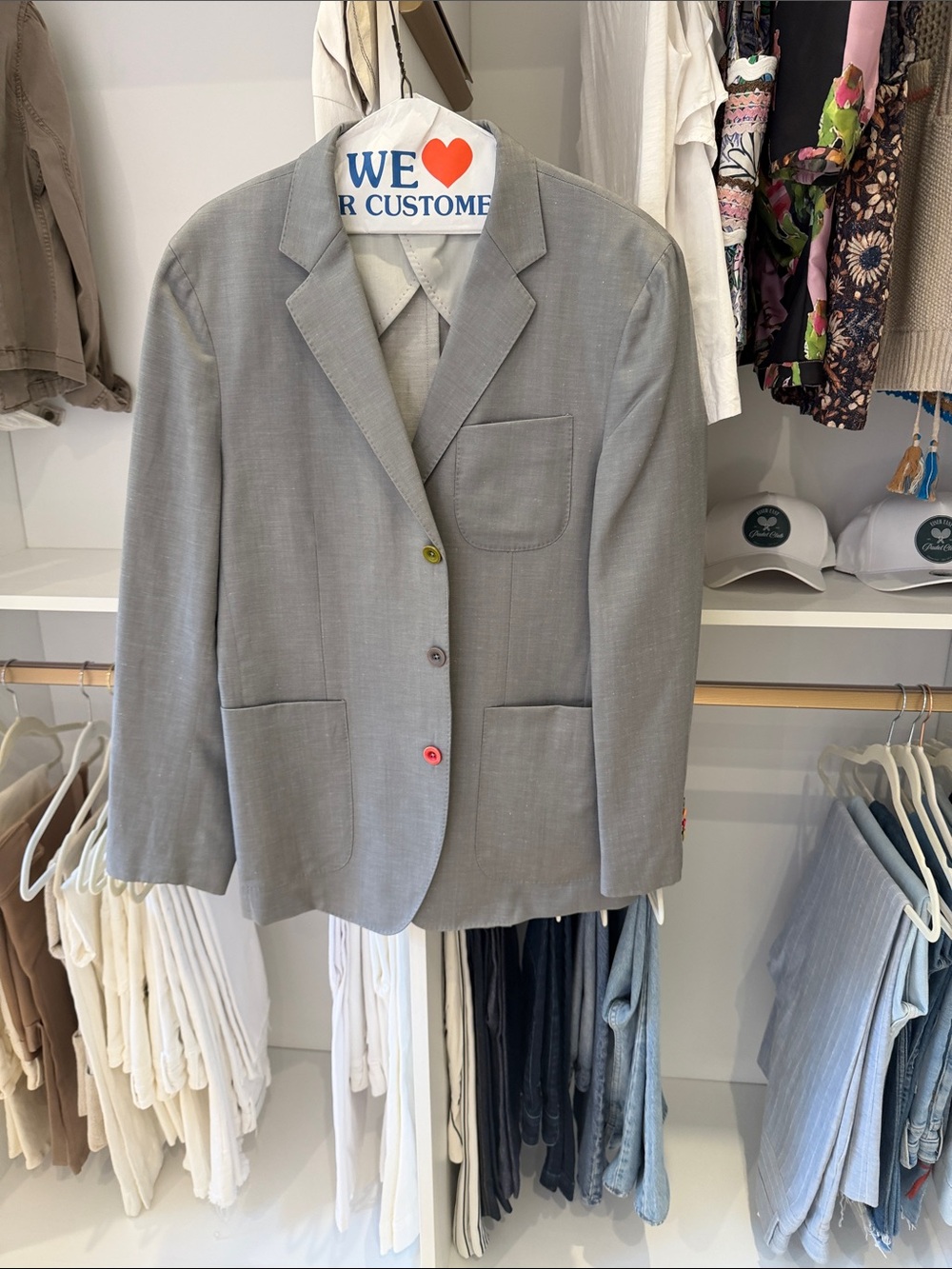 Men's Light Gray Single-Breasted Blazer
